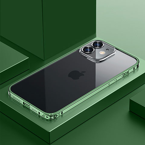 Carcasa Bumper Lujo Marco de Metal y Plastico Funda QC4 para Apple iPhone 12 Verde