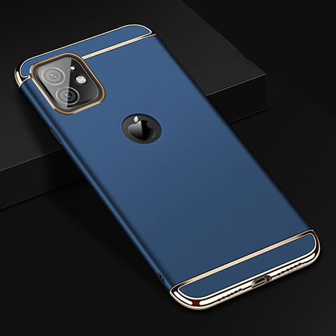 Carcasa Bumper Lujo Marco de Metal y Plastico Funda T01 para Apple iPhone 11 Azul