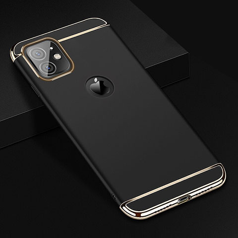 Carcasa Bumper Lujo Marco de Metal y Plastico Funda T01 para Apple iPhone 11 Negro
