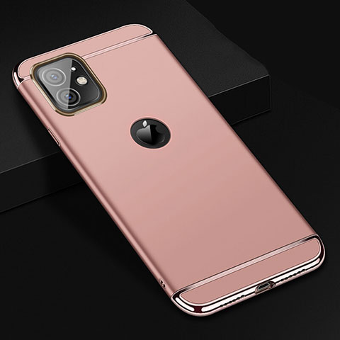 Carcasa Bumper Lujo Marco de Metal y Plastico Funda T01 para Apple iPhone 11 Oro Rosa