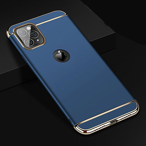 Carcasa Bumper Lujo Marco de Metal y Plastico Funda T01 para Apple iPhone 11 Pro Max Azul