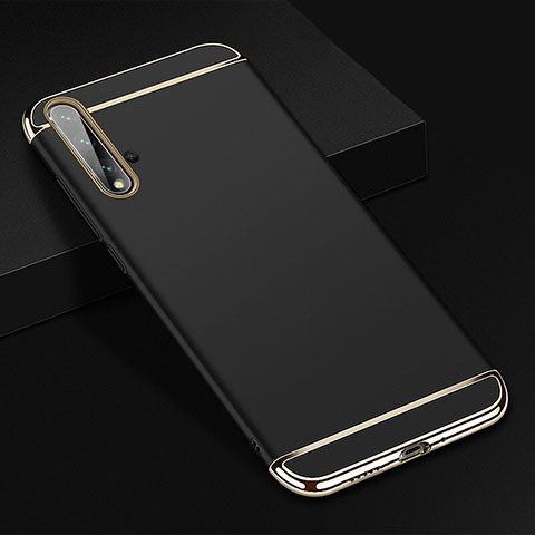 Carcasa Bumper Lujo Marco de Metal y Plastico Funda T01 para Huawei Nova 5 Pro Negro