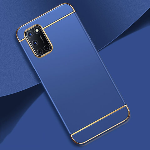 Carcasa Bumper Lujo Marco de Metal y Plastico Funda T01 para Oppo A72 Azul