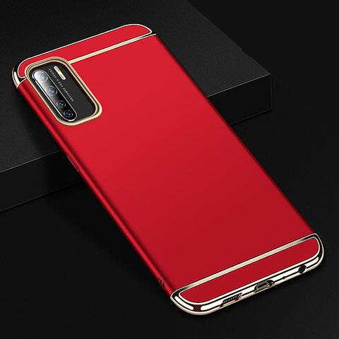 Carcasa Bumper Lujo Marco de Metal y Plastico Funda T02 para Oppo A91 Rojo