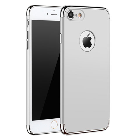 Carcasa Bumper Lujo Marco de Metal y Plastico M01 para Apple iPhone 7 Blanco