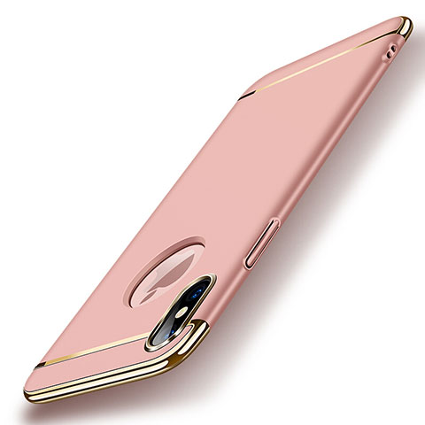 Carcasa Bumper Lujo Marco de Metal y Plastico para Apple iPhone Xs Max Oro Rosa
