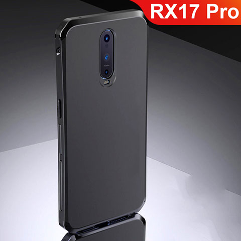 Carcasa Bumper Lujo Marco de Metal y Silicona Funda M02 para Oppo RX17 Pro Negro