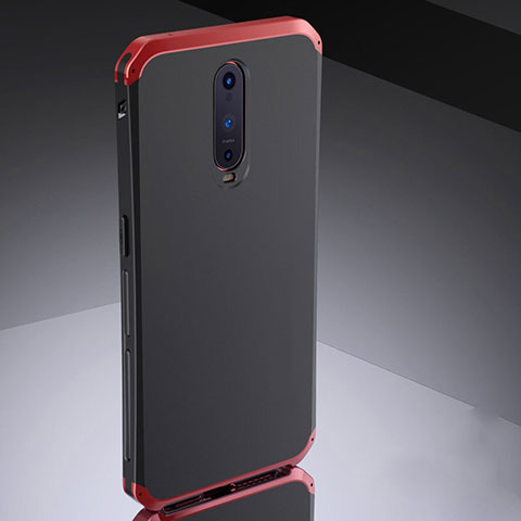 Carcasa Bumper Lujo Marco de Metal y Silicona Funda M02 para Oppo RX17 Pro Rojo y Negro