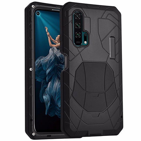 Carcasa Bumper Lujo Marco de Metal y Silicona Funda T01 para Huawei Honor 20 Pro Negro