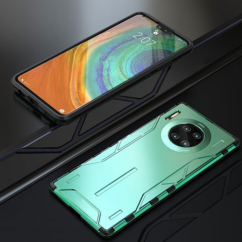 Carcasa Bumper Lujo Marco de Metal y Silicona Funda T01 para Huawei Mate 30 Pro 5G Verde