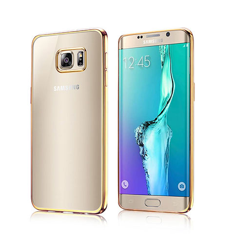 Carcasa Bumper Silicona Transparente Gel para Samsung Galaxy S6 Edge SM-G925 Oro