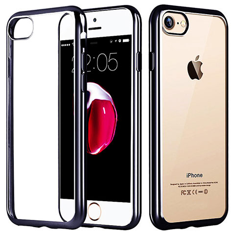 Carcasa Bumper Silicona Transparente Mate para Apple iPhone SE (2020) Negro