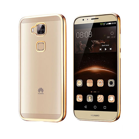 Carcasa Bumper Silicona Transparente Mate para Huawei G8 Oro