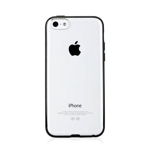 Carcasa Bumper Silicona Transparente Mate T01 para Apple iPhone 5C Negro