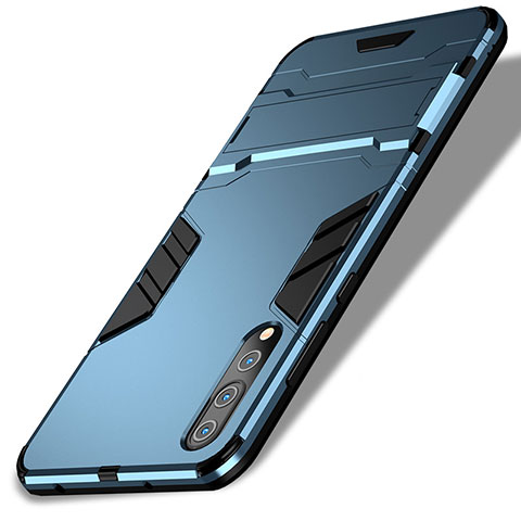 Carcasa Bumper Silicona y Plastico Mate con Soporte para Huawei P20 Pro Azul
