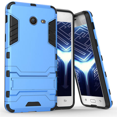 Carcasa Bumper Silicona y Plastico Mate con Soporte para Samsung Galaxy J5 (2017) Version Americaine Azul