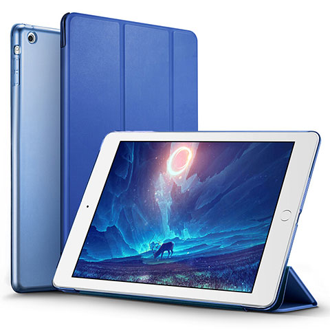 Carcasa de Cuero Cartera con Soporte L01 para Apple iPad Air Azul