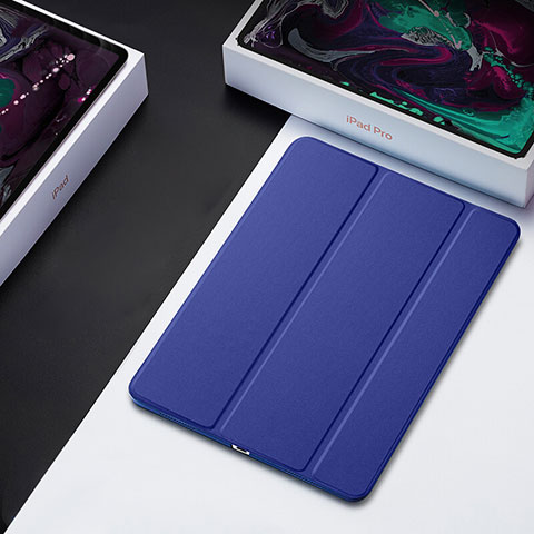 Carcasa de Cuero Cartera con Soporte L01 para Apple iPad Pro 11 (2018) Azul