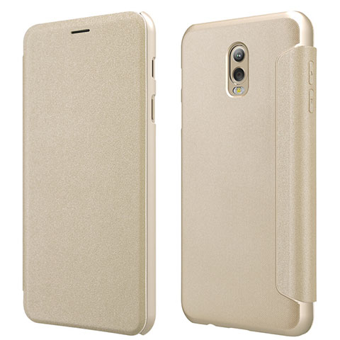 Carcasa de Cuero Cartera con Soporte L01 para Samsung Galaxy C8 C710F Oro