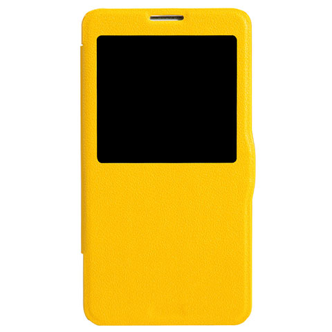 Carcasa de Cuero Cartera con Soporte L01 para Samsung Galaxy Note 3 N9000 Amarillo