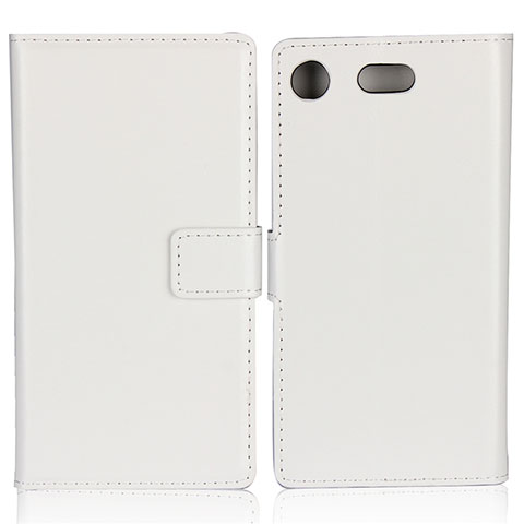 Carcasa de Cuero Cartera con Soporte L01 para Sony Xperia XZ1 Compact Blanco