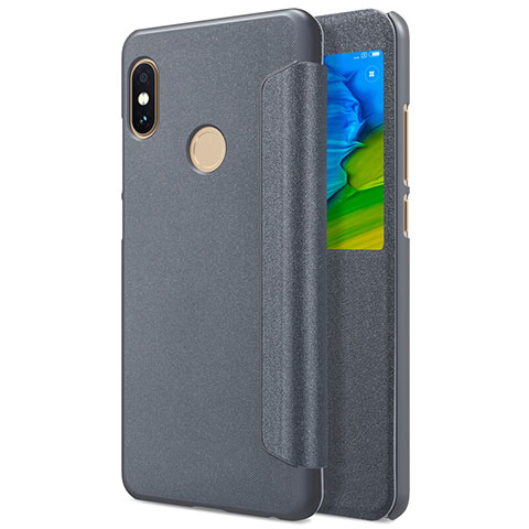 Carcasa de Cuero Cartera con Soporte L01 para Xiaomi Redmi Note 5 Gris