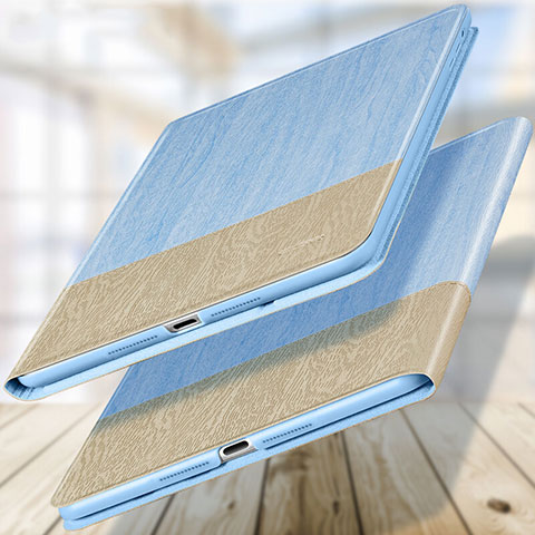 Carcasa de Cuero Cartera con Soporte L02 para Apple New iPad 9.7 (2018) Azul Cielo