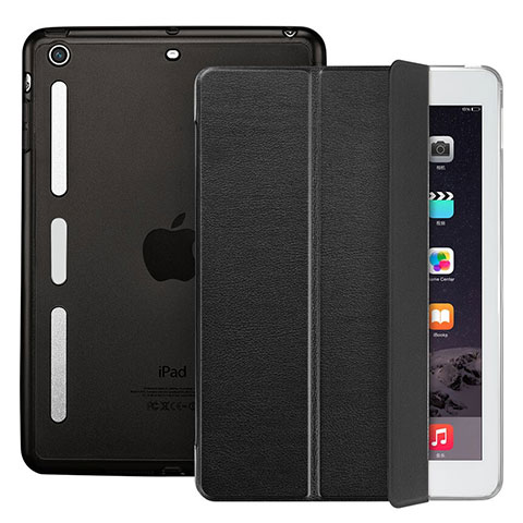 Carcasa de Cuero Cartera con Soporte L05 para Apple iPad Mini Negro
