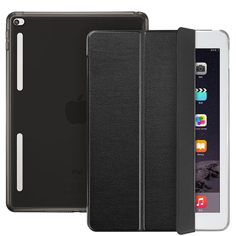 Carcasa de Cuero Cartera con Soporte L06 para Apple iPad Mini 4 Negro
