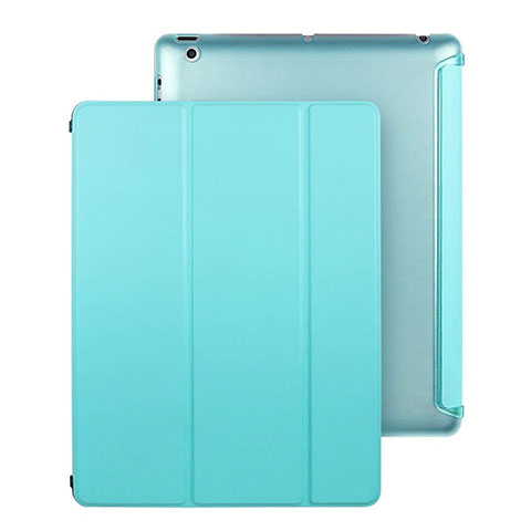 Carcasa de Cuero Cartera con Soporte para Apple iPad 4 Azul Cielo