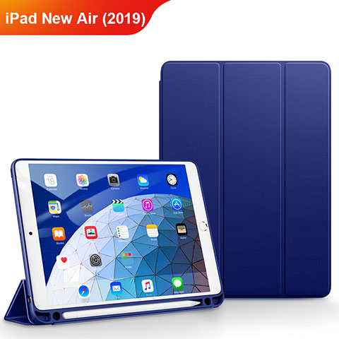 Carcasa de Cuero Cartera con Soporte para Apple iPad New Air (2019) 10.5 Azul