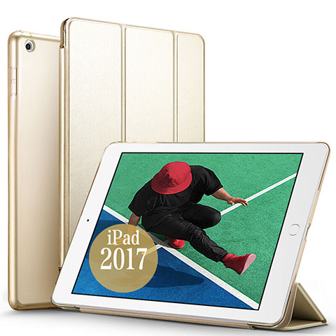 Carcasa de Cuero Cartera con Soporte para Apple New iPad Pro 9.7 (2017) Oro