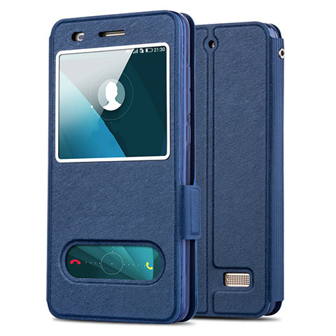 Carcasa de Cuero Cartera con Soporte para Huawei G Play Mini Azul