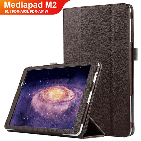 Carcasa de Cuero Cartera con Soporte para Huawei MediaPad M2 10.1 FDR-A03L FDR-A01W Marron