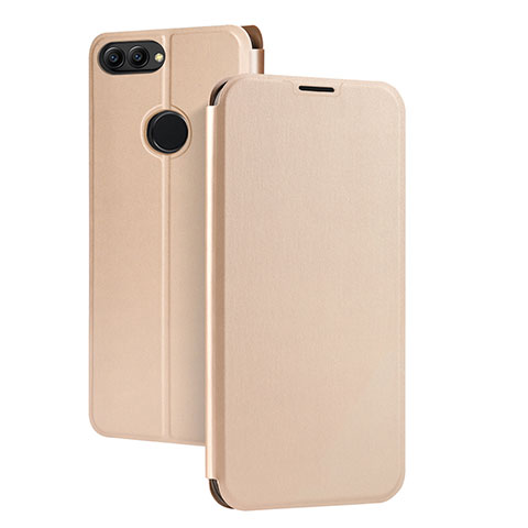 Carcasa de Cuero Cartera con Soporte para Huawei P Smart Oro