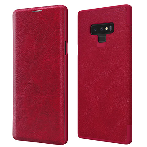 Carcasa de Cuero Cartera con Soporte para Samsung Galaxy Note 9 Rojo