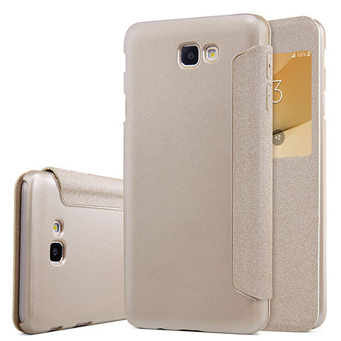 Carcasa de Cuero Cartera con Soporte para Samsung Galaxy On5 (2016) G570 G570F Oro