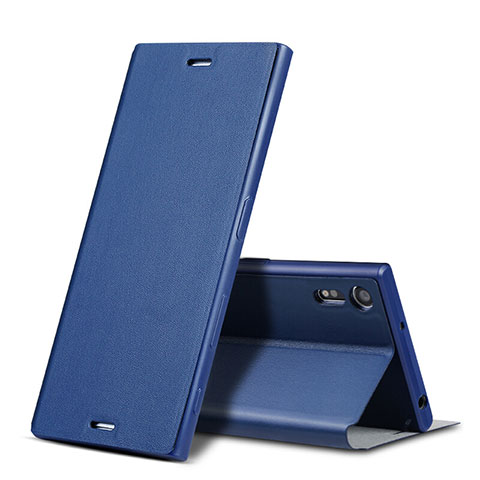 Carcasa de Cuero Cartera con Soporte para Sony Xperia XZ Azul