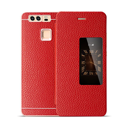 Carcasa de Cuero Cartera para Huawei P9 Plus Rojo