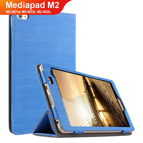 Carcasa de pano Cartera con Soporte para Huawei Mediapad M2 8 M2-801w M2-803L M2-802L Azul