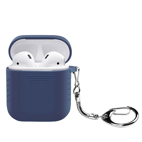 Carcasa de Silicona con Mosqueton Enchufe para AirPods Funda de Carga Z04 Azul