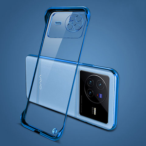 Carcasa Dura Cristal Plastico Funda Rigida Sin Marco Transparente H01 para Vivo X80 5G Azul