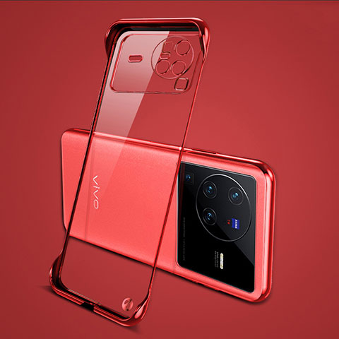 Carcasa Dura Cristal Plastico Funda Rigida Sin Marco Transparente H01 para Vivo X80 Pro 5G Rojo