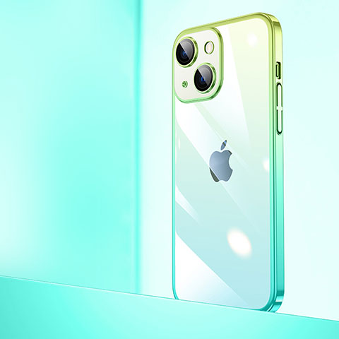 Carcasa Dura Cristal Plastico Funda Rigida Transparente Gradiente QC1 para Apple iPhone 14 Plus Verde
