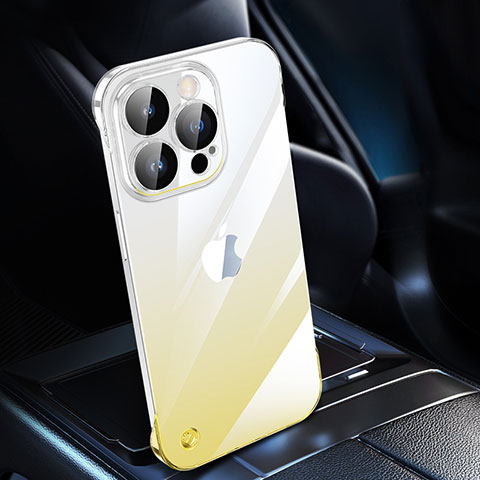 Carcasa Dura Cristal Plastico Funda Rigida Transparente Gradiente QC2 para Apple iPhone 13 Pro Max Amarillo