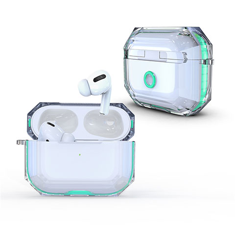 Carcasa Dura Cristal Plastico Funda Rigida Transparente H01 para Apple AirPods Pro Verde