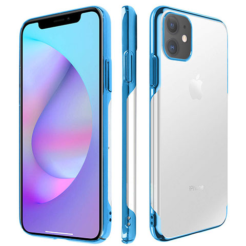 Carcasa Dura Cristal Plastico Funda Rigida Transparente H01 para Apple iPhone 11 Azul