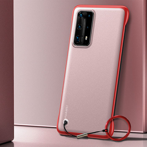 Carcasa Dura Cristal Plastico Funda Rigida Transparente H01 para Huawei P40 Pro+ Plus Rojo