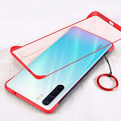 Carcasa Dura Cristal Plastico Funda Rigida Transparente H01 para Oppo A91 Rojo