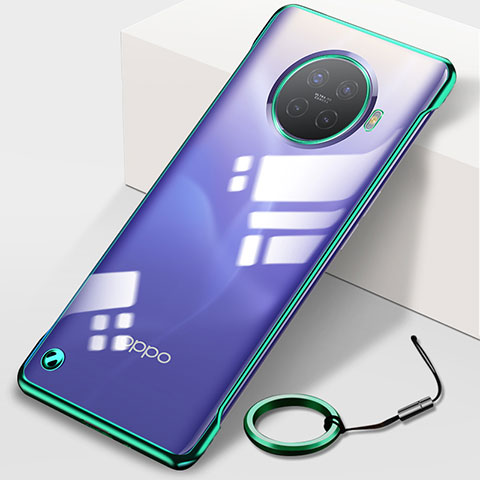 Carcasa Dura Cristal Plastico Funda Rigida Transparente H01 para Oppo Ace2 Verde